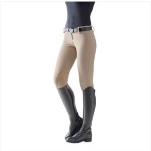 NWT Tan Pants BasEQ Knee Patch Breeches Velcro Size 36 Riding